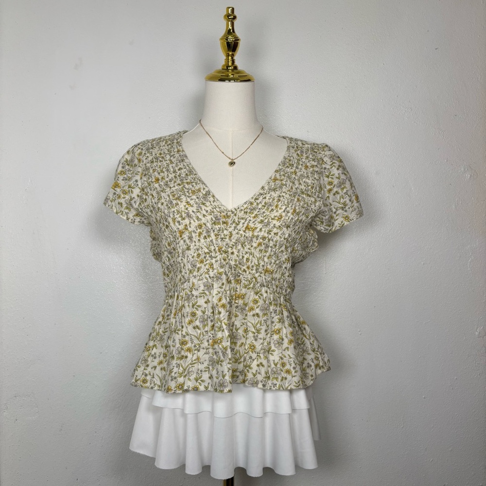 american eagle babydoll floral crop blouse dainty cottagecore boho cute softgirl